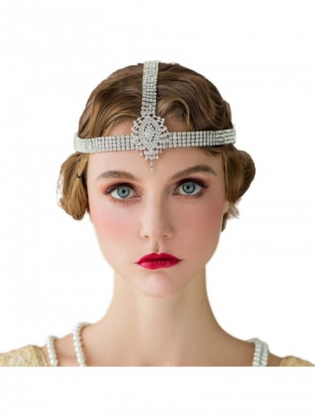 Headbands Rhinestone 1920s Headpiece Silver - Flapper Headband for Costume Party Gatsby Accessories Decorative Headbands - CP...