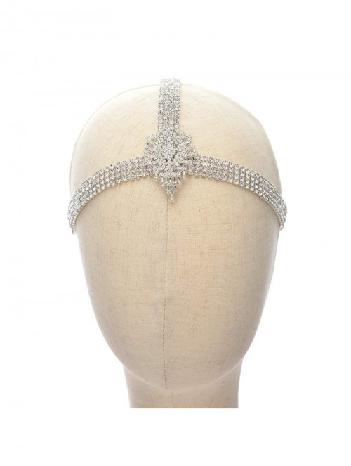 Headbands Rhinestone 1920s Headpiece Silver - Flapper Headband for Costume Party Gatsby Accessories Decorative Headbands - CP...