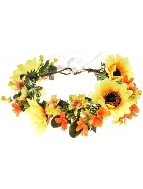 Headbands Sunflower Crown Floral Flower Crown Hair Accessories - Yellow/Orange - C3193RQR5Y6 $16.01