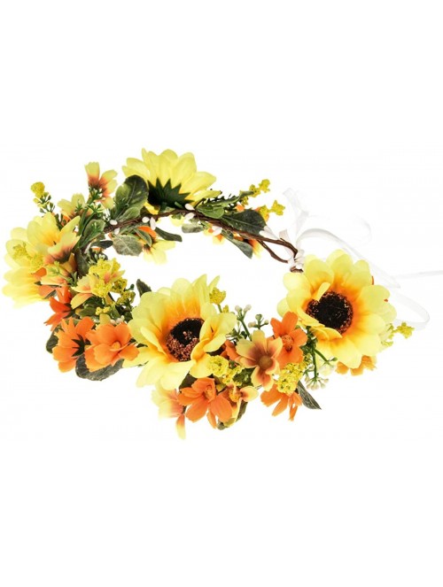 Headbands Sunflower Crown Floral Flower Crown Hair Accessories - Yellow/Orange - C3193RQR5Y6 $16.01