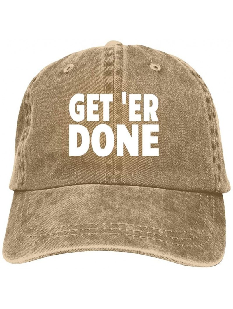 Baseball Caps Get Er Done Unisex Vintage Adjustable Cotton Baseball Cap Denim Dad Hat Cowboy Hat - Natural - CR18NY0A3OW $20.69