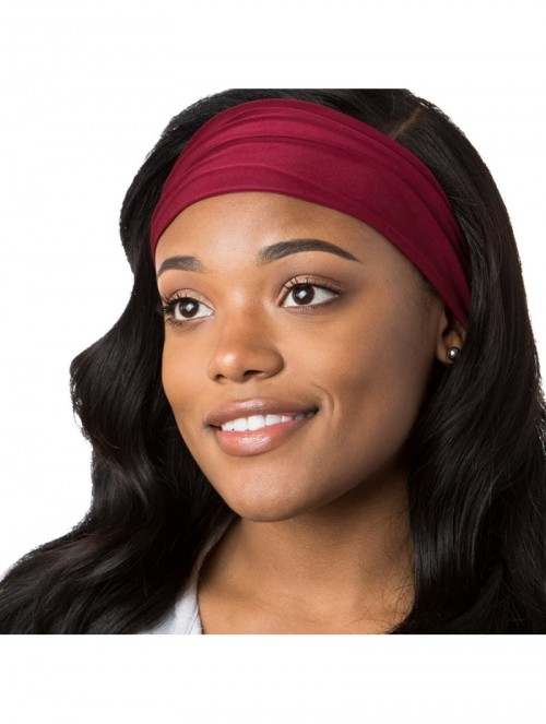 Headbands Xflex Basic Adjustable & Stretchy Wide Softball Headbands for Women Girls & Teens - Lightweight Basic Burgundy - CP...