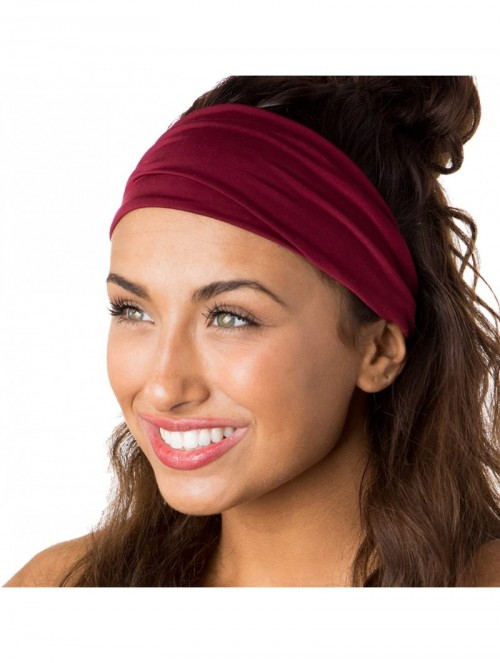 Headbands Xflex Basic Adjustable & Stretchy Wide Softball Headbands for Women Girls & Teens - Lightweight Basic Burgundy - CP...