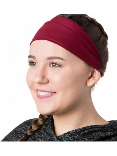 Headbands Xflex Basic Adjustable & Stretchy Wide Softball Headbands for Women Girls & Teens - Lightweight Basic Burgundy - CP...