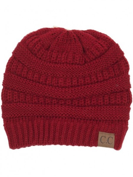 Skullies & Beanies Warm Soft Cable Knit Skull Cap Slouchy Beanie Winter Hat (Red) - C712MXCQH1I $16.19