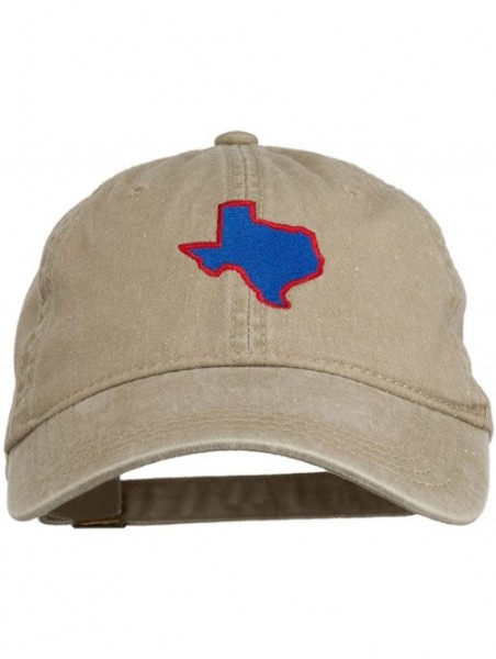 Baseball Caps Texas State Map Embroidered Washed Cotton Cap - Khaki - CI11ONYT0Y3 $23.92