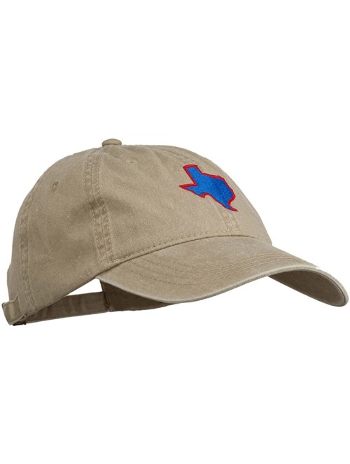 Baseball Caps Texas State Map Embroidered Washed Cotton Cap - Khaki - CI11ONYT0Y3 $23.92