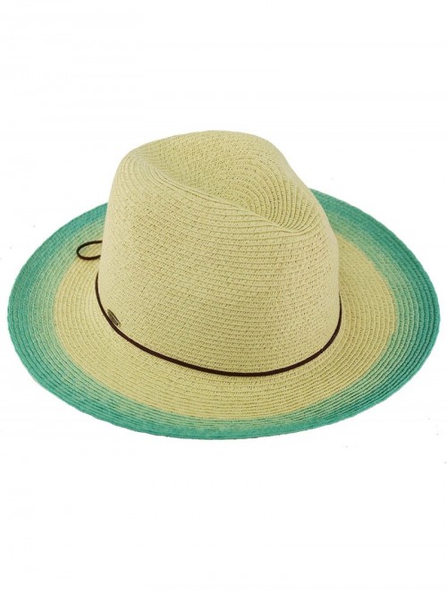 Fedoras Ombre Panama Fedora Ribbon Brim 2-5/8 Summer Beach Pool Dress Sun Hat - Mint - CZ18CXGQCZW $14.34