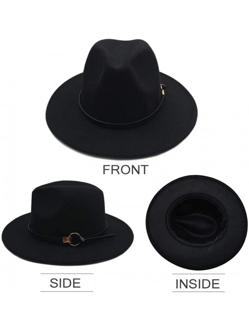 Fedoras Women Belt Fedora Hat Wide Brim Panama Hats Floppy Church Hat - Style 01 - CV18ZY5DC3X $19.71