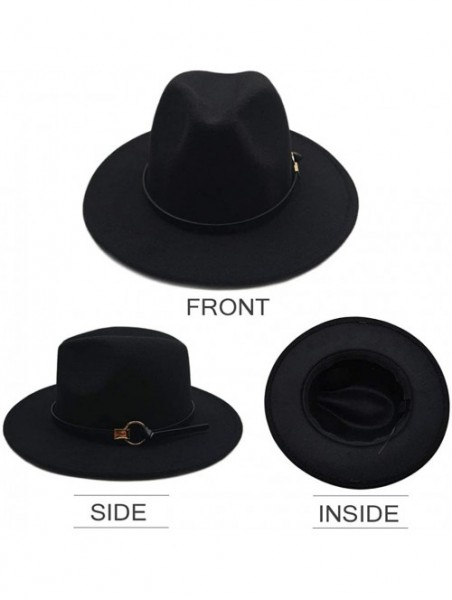 Fedoras Women Belt Fedora Hat Wide Brim Panama Hats Floppy Church Hat - Style 01 - CV18ZY5DC3X $19.71