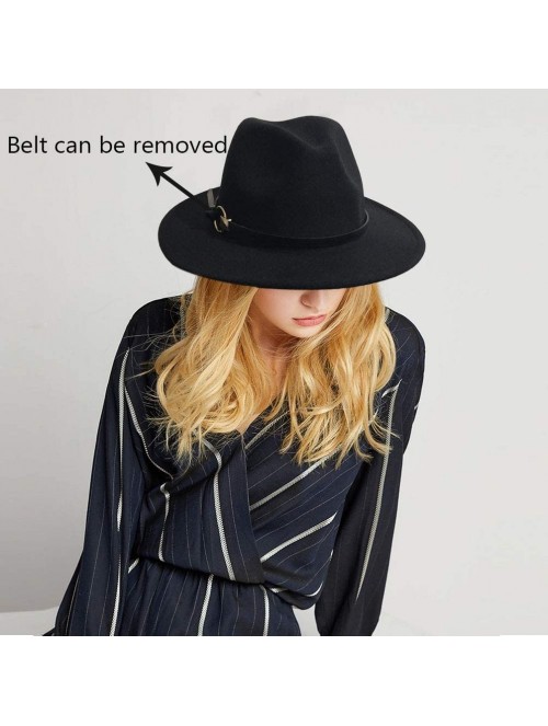 Fedoras Women Belt Fedora Hat Wide Brim Panama Hats Floppy Church Hat - Style 01 - CV18ZY5DC3X $19.71