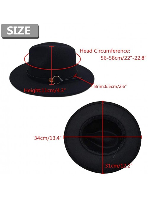 Fedoras Women Belt Fedora Hat Wide Brim Panama Hats Floppy Church Hat - Style 01 - CV18ZY5DC3X $19.71