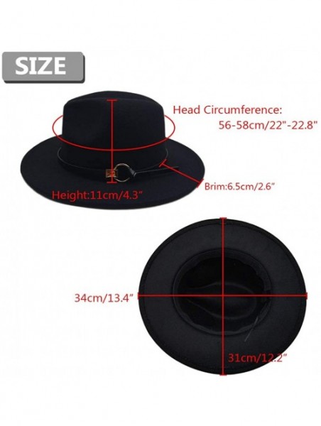 Fedoras Women Belt Fedora Hat Wide Brim Panama Hats Floppy Church Hat - Style 01 - CV18ZY5DC3X $19.71