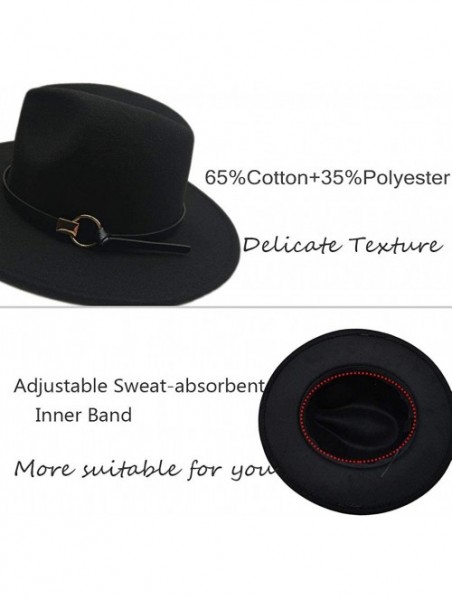 Fedoras Women Belt Fedora Hat Wide Brim Panama Hats Floppy Church Hat - Style 01 - CV18ZY5DC3X $19.71