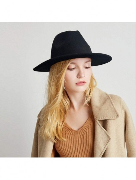 Fedoras Women Belt Fedora Hat Wide Brim Panama Hats Floppy Church Hat - Style 01 - CV18ZY5DC3X $19.71