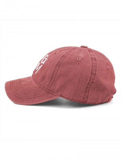 Baseball Caps Denim Fabric Adjustable Dog Mom Hat Fashion Distressed Baseball Cap for Women - Red - CT18QADNUTG $13.47