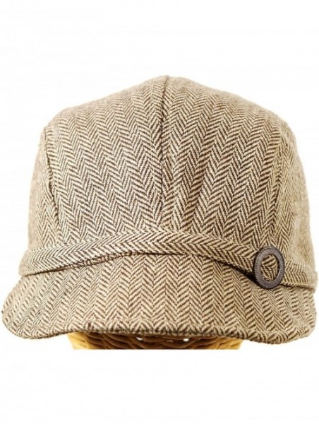 Newsboy Caps Tweed Cap in Brown Herringbone w/Belt and Circle Trim - CH12OCC2TNH $11.52