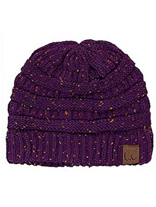 Skullies & Beanies Trendy Warm Chunky Soft Stretch Cable Knit Slouchy Beanie Skully HAT20A - Confetti Ombre Purple - CD187C90...