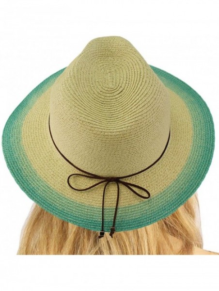 Fedoras Ombre Panama Fedora Ribbon Brim 2-5/8 Summer Beach Pool Dress Sun Hat - Mint - CZ18CXGQCZW $14.34