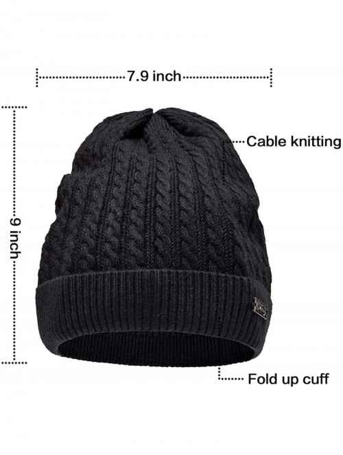 Skullies & Beanies Beanies for Small Head Cable Knit Beanie Winter Hats for Women Skull Caps for Ladies (Grey) - Black - CA18...