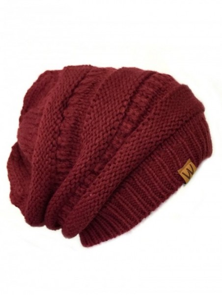 Skullies & Beanies Slouchy Winter Beanie Cap Hat Set of 2 - Black and Burgundy - C212KO79J6V $16.81