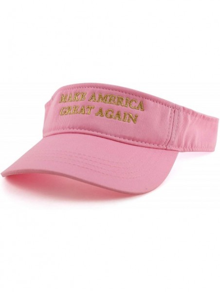 Visors Donald Trump Visor- Make America Great Again - Quality Embroidered 100% Cotton - Pink - CI18XYLDM7A $18.66