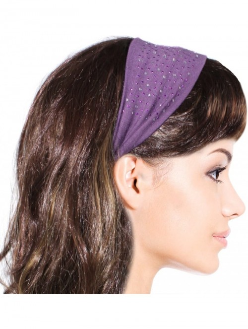 Headbands Simple Sparkling Rhinestone Stretch Headband - 1 Pc - Purple - C31174LJM4Z $12.95