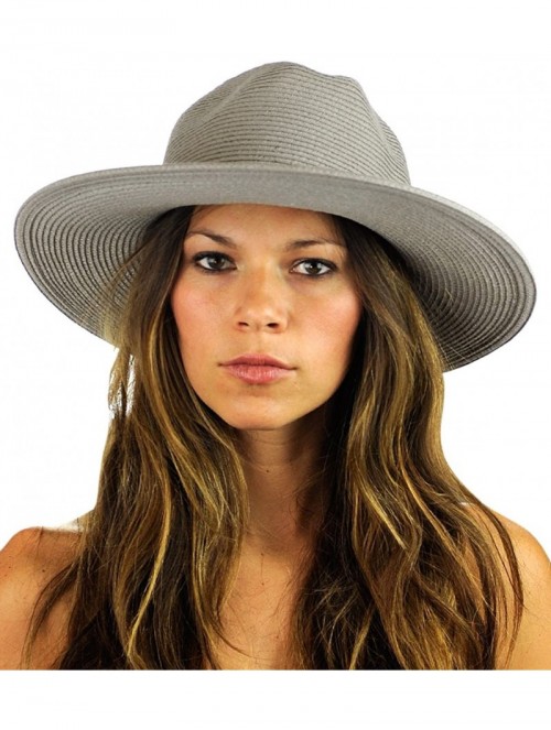 Fedoras Teardrop Dent Braided Trim Casual Panama Fedora Sun Hat - Gray - C512CAFX465 $15.20