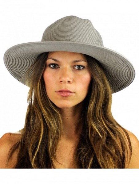 Fedoras Teardrop Dent Braided Trim Casual Panama Fedora Sun Hat - Gray - C512CAFX465 $15.20