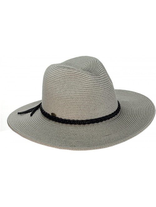 Fedoras Teardrop Dent Braided Trim Casual Panama Fedora Sun Hat - Gray - C512CAFX465 $15.20