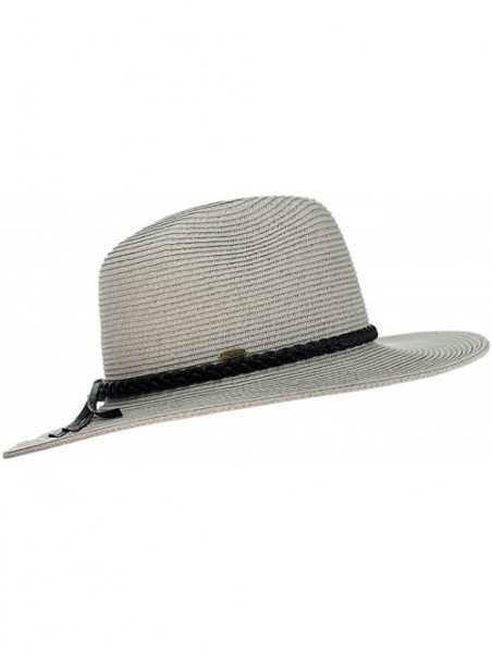 Fedoras Teardrop Dent Braided Trim Casual Panama Fedora Sun Hat - Gray - C512CAFX465 $15.20