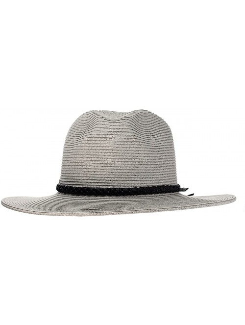 Fedoras Teardrop Dent Braided Trim Casual Panama Fedora Sun Hat - Gray - C512CAFX465 $15.20