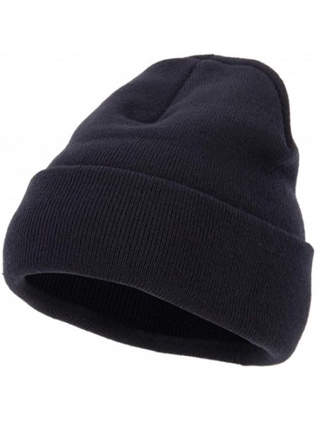 Skullies & Beanies Big Size Acrylic Long Beanies - Navy - CV18ZM9ITGC $19.24