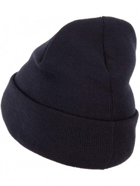 Skullies & Beanies Big Size Acrylic Long Beanies - Navy - CV18ZM9ITGC $19.24