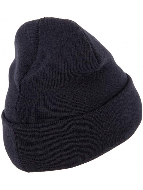 Skullies & Beanies Big Size Acrylic Long Beanies - Navy - CV18ZM9ITGC $19.24