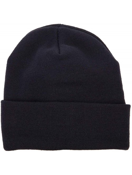 Skullies & Beanies Big Size Acrylic Long Beanies - Navy - CV18ZM9ITGC $19.24