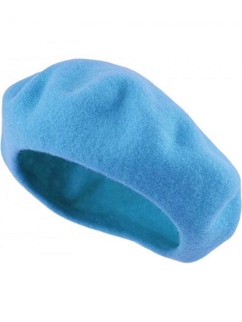 Berets Traditional Women's Men's Solid Color Plain Wool French Beret One Size - Sky Blue - CA18OQQYSR7 $11.89