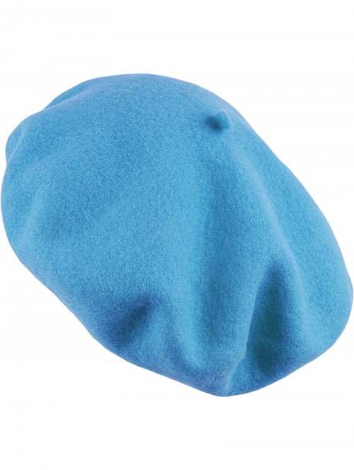 Berets Traditional Women's Men's Solid Color Plain Wool French Beret One Size - Sky Blue - CA18OQQYSR7 $11.89