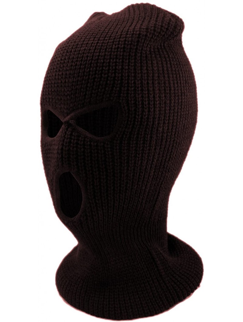 Balaclavas Three Hole Ski Snowboard Mask Winter Beanie Balaclavas - Brown - CA11QZT7VAN $10.68