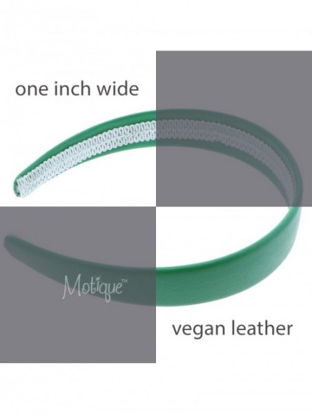 Headbands 1 Inch Wide Leather Like Headband Solid Hair band for Women and Girls (Kelly Green) - Kelly Green - CB18K7T9ZU0 $10.34