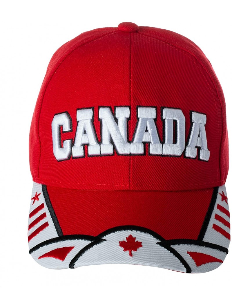 Baseball Caps Canada Maple Leaf National Canadian Pride Hat - 100% Acrylic Embroidered Cap - Red / White - CA18KZECIAK $12.38