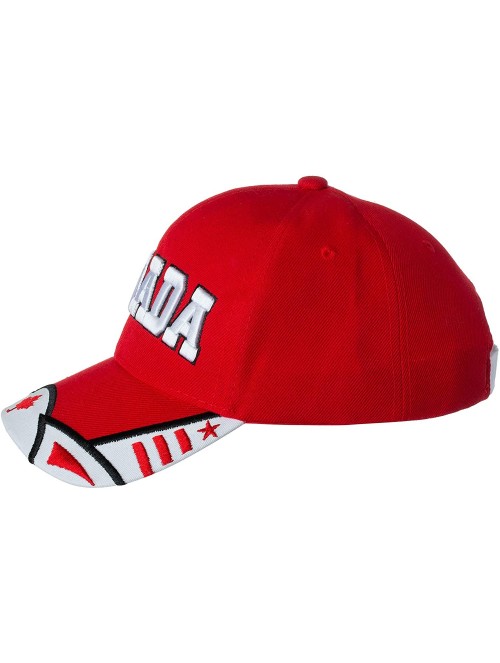 Baseball Caps Canada Maple Leaf National Canadian Pride Hat - 100% Acrylic Embroidered Cap - Red / White - CA18KZECIAK $12.38