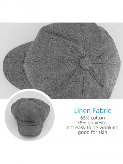 Newsboy Caps Women Linen Newsboy Cap Cabbie Hat 8 Panels - 6 7/8 Fitted - Gray - CH18Q526OXH $15.93