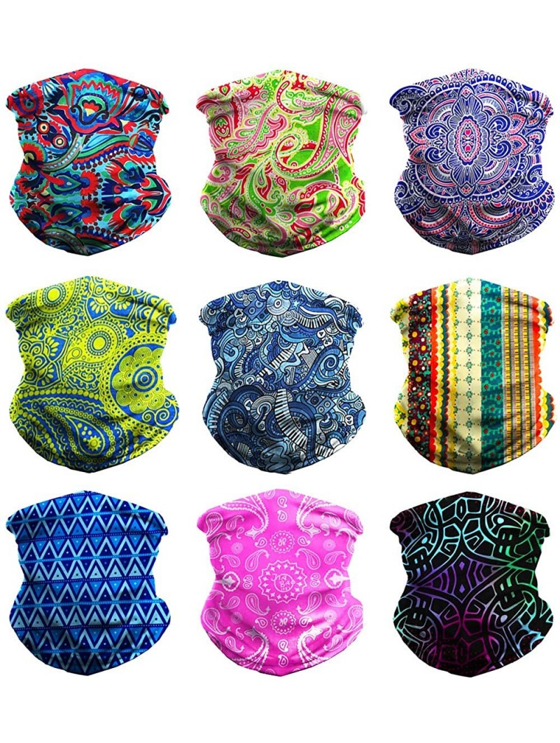 Headbands 12pcs/9pcs/6pcs Headband Bandana - Face Mask Headwear Neck Gaiter Shield Scarf - Boho (9PCS) - C512HBB4RQ5 $48.90