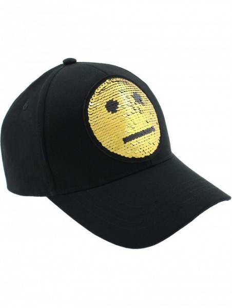 Baseball Caps Ladies Solid PU Baseball Hat - Black Emoji - CD18LZURIUT $20.27