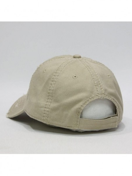 Baseball Caps Washed Cotton Distressed with Heavy Stitching Adjustable Baseball Cap - Khaki - C612ECEIQAB $16.43