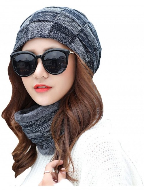 Skullies & Beanies Womens Slouchy Warm Snow Knit Cap Beanie Winter Hat Scarf Set - Coffee - CP187XWISU7 $12.16