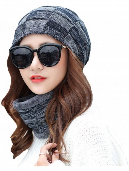 Skullies & Beanies Womens Slouchy Warm Snow Knit Cap Beanie Winter Hat Scarf Set - Coffee - CP187XWISU7 $12.16