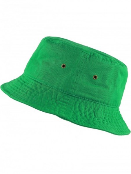 Bucket Hats Unisex 100% Cotton Packable Summer Travel Bucket Beach Sun Hat - Kelly Green - CR17Y4SUEY2 $11.11