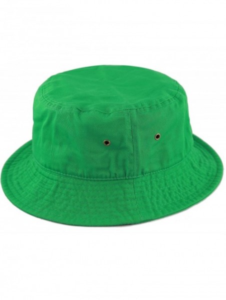 Bucket Hats Unisex 100% Cotton Packable Summer Travel Bucket Beach Sun Hat - Kelly Green - CR17Y4SUEY2 $11.11